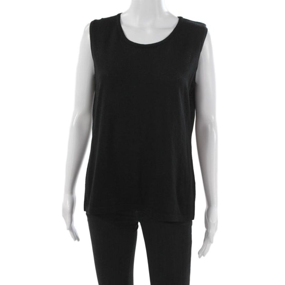 Jennifer Tyler Women Black Basic Sleeveless Scoop Neck Tank Size 50